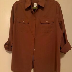 Chico's Rich Brown Button-Up Blouse